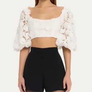Zimmermann White Floral Lace crop Top Sz 0